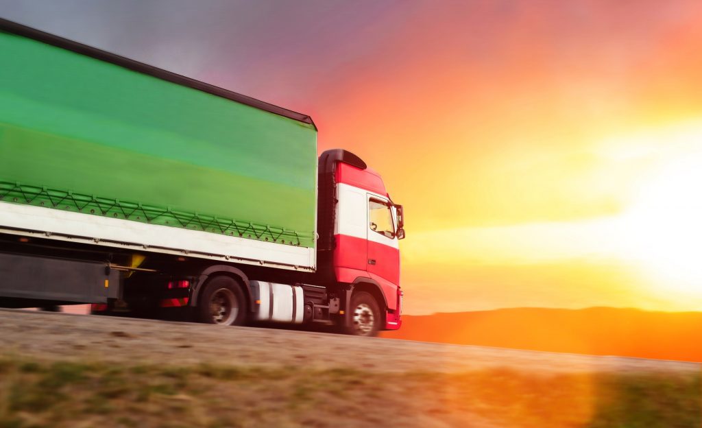 Truck at sunset